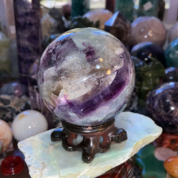 🔥SALE🔥 Rainbow Fluorite Crystal Sphere Sparkles And Rainbows! Watch The Video! - Picture 15 of 16